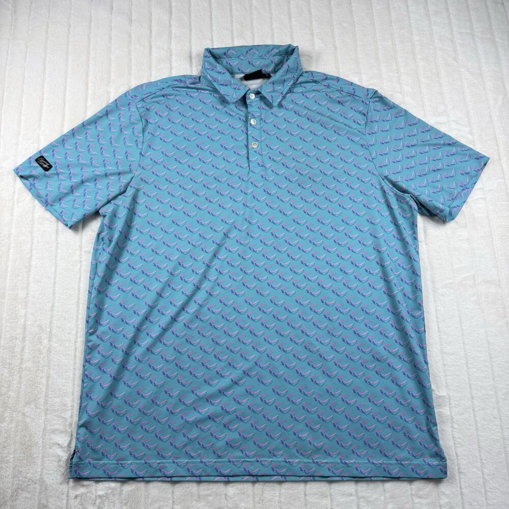 Sunday Swagger Polo Shirt Men's XL All Over Print Sun Glasses Golf Performance